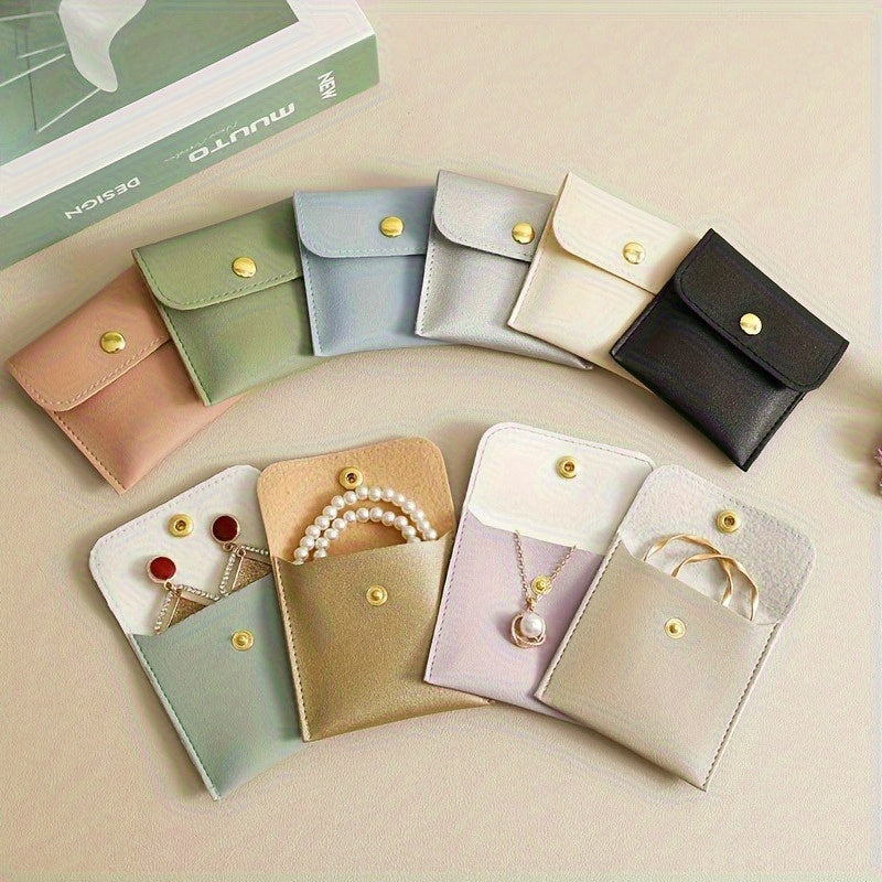 Artificial Leather Jewelry Bag, Multiple Color Button Bags, Suitable for Rings, Four colors are available for selection, endants, Necklaces-Perfect Storage Solution, Jewelry Storage Box Storage