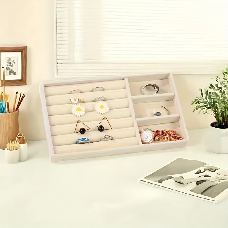 Large Capacity Jewelry Organizer Box with Transparent Lid - Elegant Beige/White/Gray/Black/ - Watch, Bracelet, Earring, Necklace Storage - Durable Plastic Construction - for Home, Salon, Boutique - Jewelry Display Case - Easy-Clean Surface - Modern