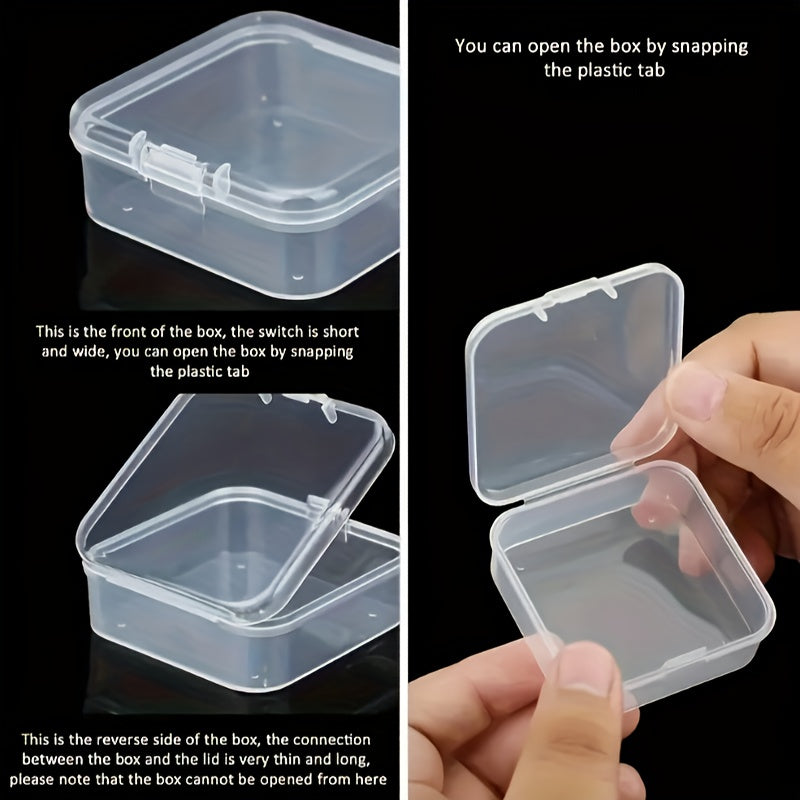 100pcs Transparent Window Storage Box Set, Mini Earring Organizer, Hook-Type Sewing Supplies Storage Box, 5.5cm/2.17 Inches