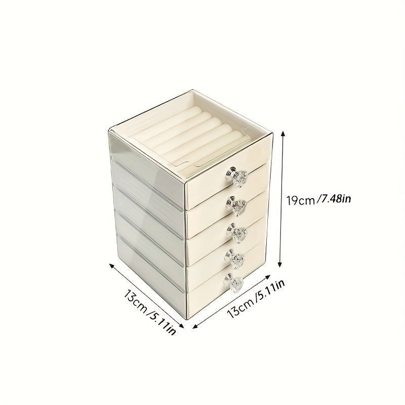 A Jewelry Storage Box, Square And Five-Layered, Designed for Necklaces, Rings, And Earrings. This Exquisite And High-End Accessory Box Features Multiple Transparent Layers with Large Capacity, Catering to Various Storage Needs. It Is Perfect for