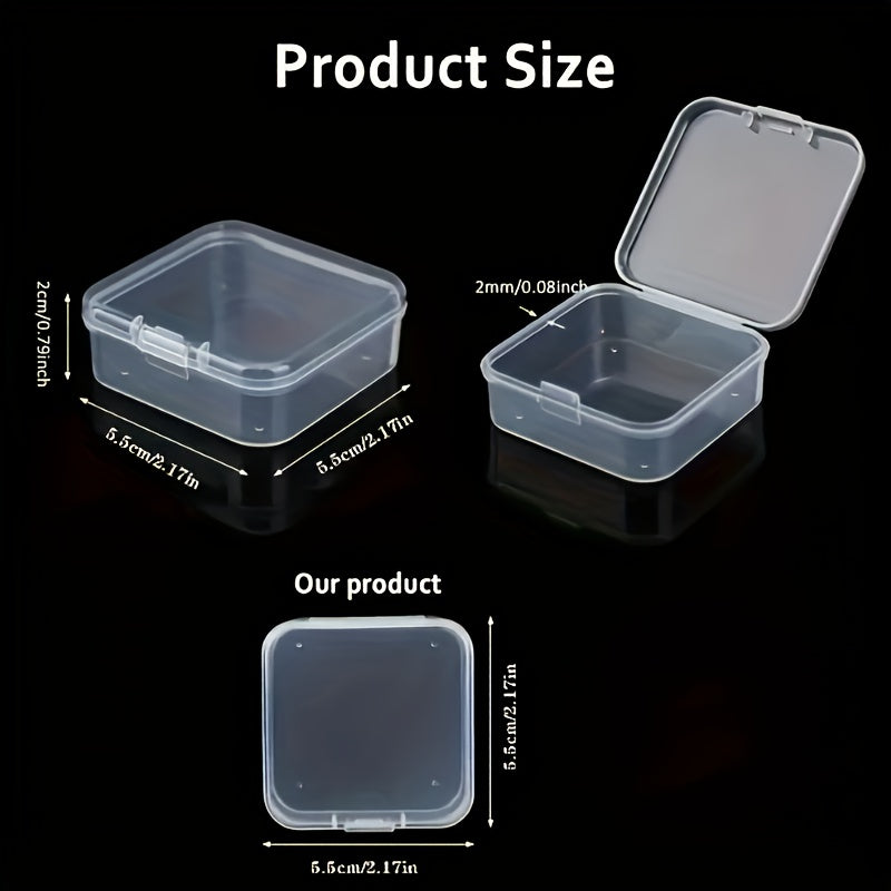 100pcs Transparent Window Storage Box Set, Mini Earring Organizer, Hook-Type Sewing Supplies Storage Box, 5.5cm/2.17 Inches