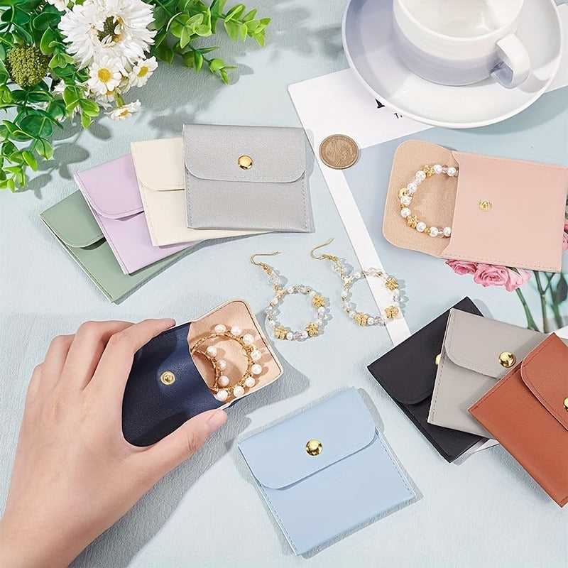 Artificial Leather Jewelry Bag, Multiple Color Button Bags, Suitable for Rings, Four colors are available for selection, endants, Necklaces-Perfect Storage Solution, Jewelry Storage Box Storage