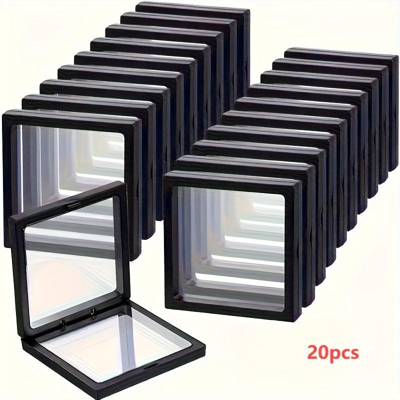 20pcs Clear Floating Jewelry Display Boxes with Zipper Closure - Dustproof Organizer Case with Necklace Hooks, Transparent Storage Box for Necklace, Bracelet, Ring, Earrings - Ideal for Store, Home, Valentine's, Birthday, Wedding Gifts - Durable Plastic