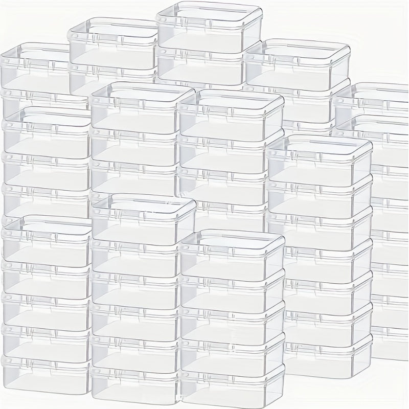 100pcs Transparent Window Storage Box Set, Mini Earring Organizer, Hook-Type Sewing Supplies Storage Box, 5.5cm/2.17 Inches