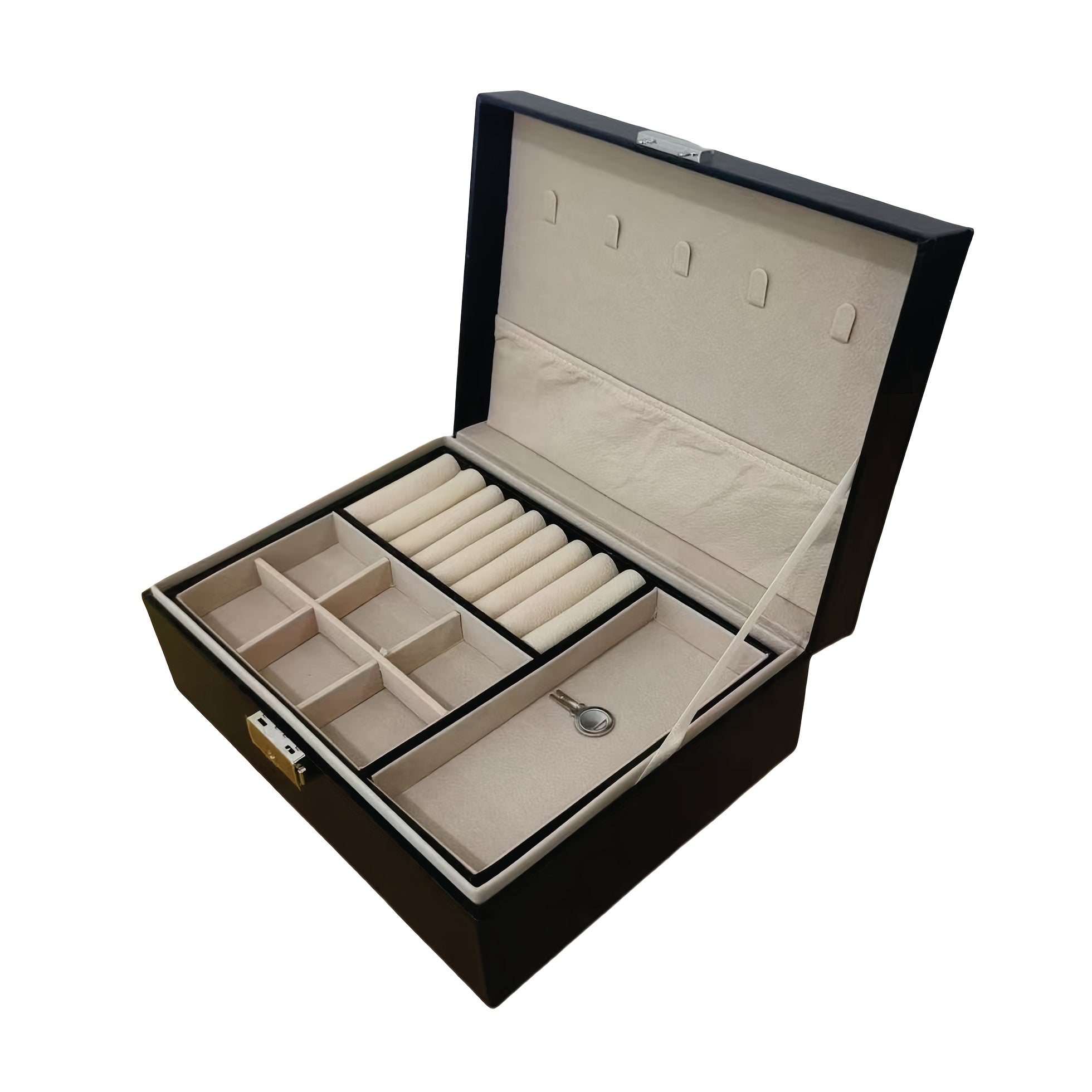 Luxury Jewelry Organizer Box with Soft-Lined Compartments - Dark Green/Soft Pink/other Colors, Multi-Layer Drawer Storage for Necklaces, Earrings, Rings, Watches - Elegant Home Decor & Wedding Gift - PU Leather Construction, Accessory Organization,