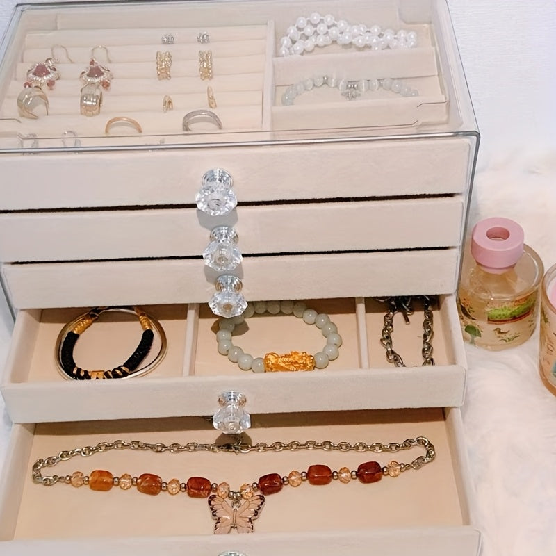 Exquisite 5-Layer Jewelry Box with Velvet Lining, Large Capacity & Anti-Scratch Design – The Ultimate Storage Solution for Your Treasures, Jewelry Boxes