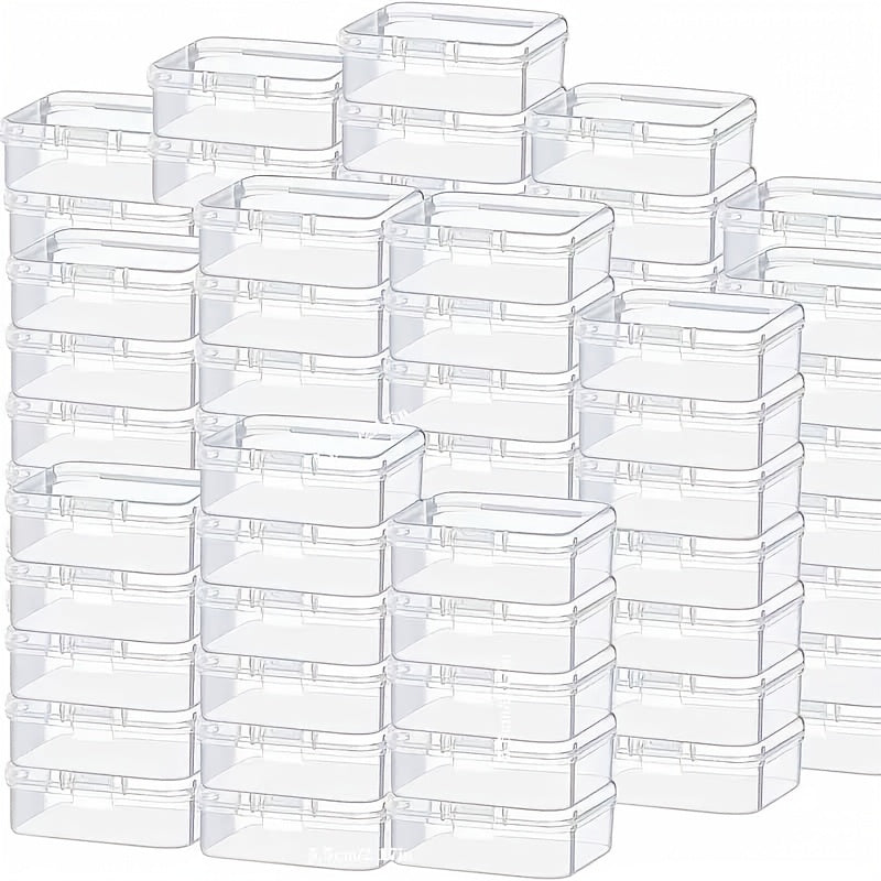 100pcs Clear Plastic Storage Boxes with Snap-Lock Lids - Clear Stackable Organizer Containers, Compact 2.17-Inch Mini Boxes for Jewelry, Beads, Crafts, Office, Travel - Durable Transparent Storage Boxes, Storage Bins, Jewelry Boxes