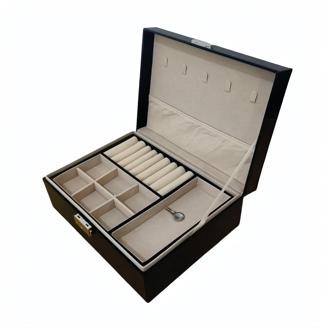 Women'S Jewelry Organizer Box with Soft Interior Lining - Elegant Black Exterior, Multi-Tier Storage Case for Necklaces, Rings, Earrings, Bracelets - Portable Jewelry armoire for Home, Travel, Gift - Durable Construction Jewelry Storage Organizer, Home