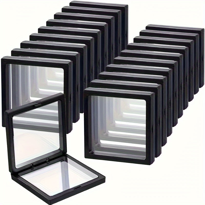 20pcs Clear Floating Jewelry Display Boxes with Zipper Closure - Dustproof Organizer Case with Necklace Hooks, Transparent Storage Box for Necklace, Bracelet, Ring, Earrings - Ideal for Store, Home, Valentine's, Birthday, Wedding Gifts - Durable Plastic
